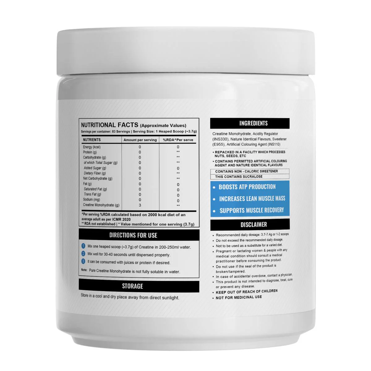Wellcore - Pure Micronised Creatine Monohydrate (307g, 83 Servings) Fruit Fusion - Image 3
