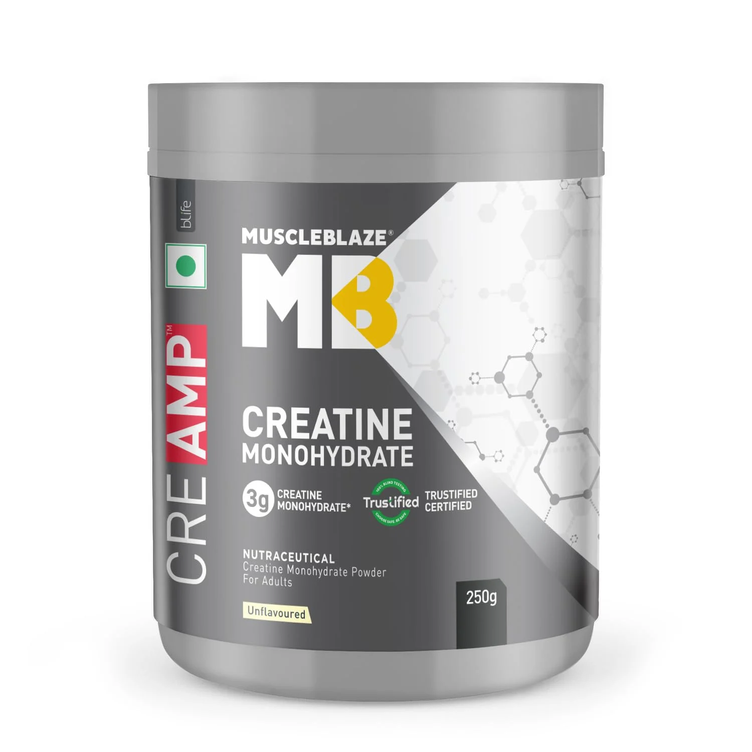 MuscleBlaze Creatine Monohydrate CreAMP, 250 g (0.55 lb)